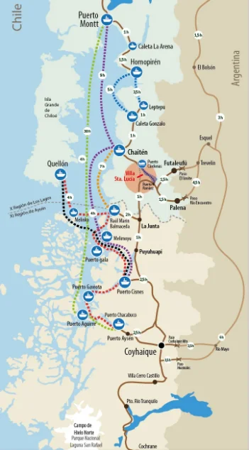 Mapa de la Carretera Austral. Chile