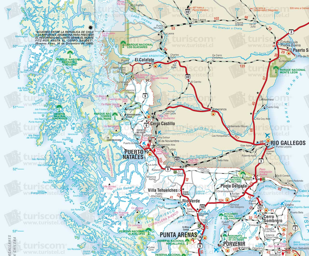 Mapa de la Patagonia